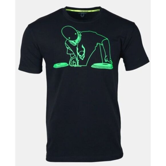 Cyberdog Mens Black & Green ALIEN DJ T-SHIRT Size: XXL - Picture 1 of 3
